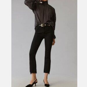 MOTHER Denim The Insider Crop Step Fray Jeans Black Not Guilty Size 28 NWT